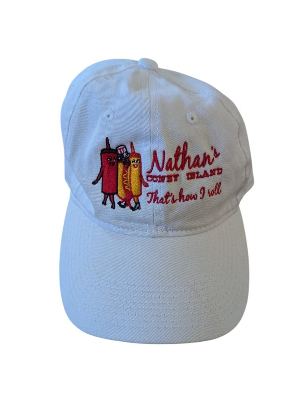 Vntg Nathan's Coney Island That's How I Roll Hot Dogs Embroidered Adjustable Hat